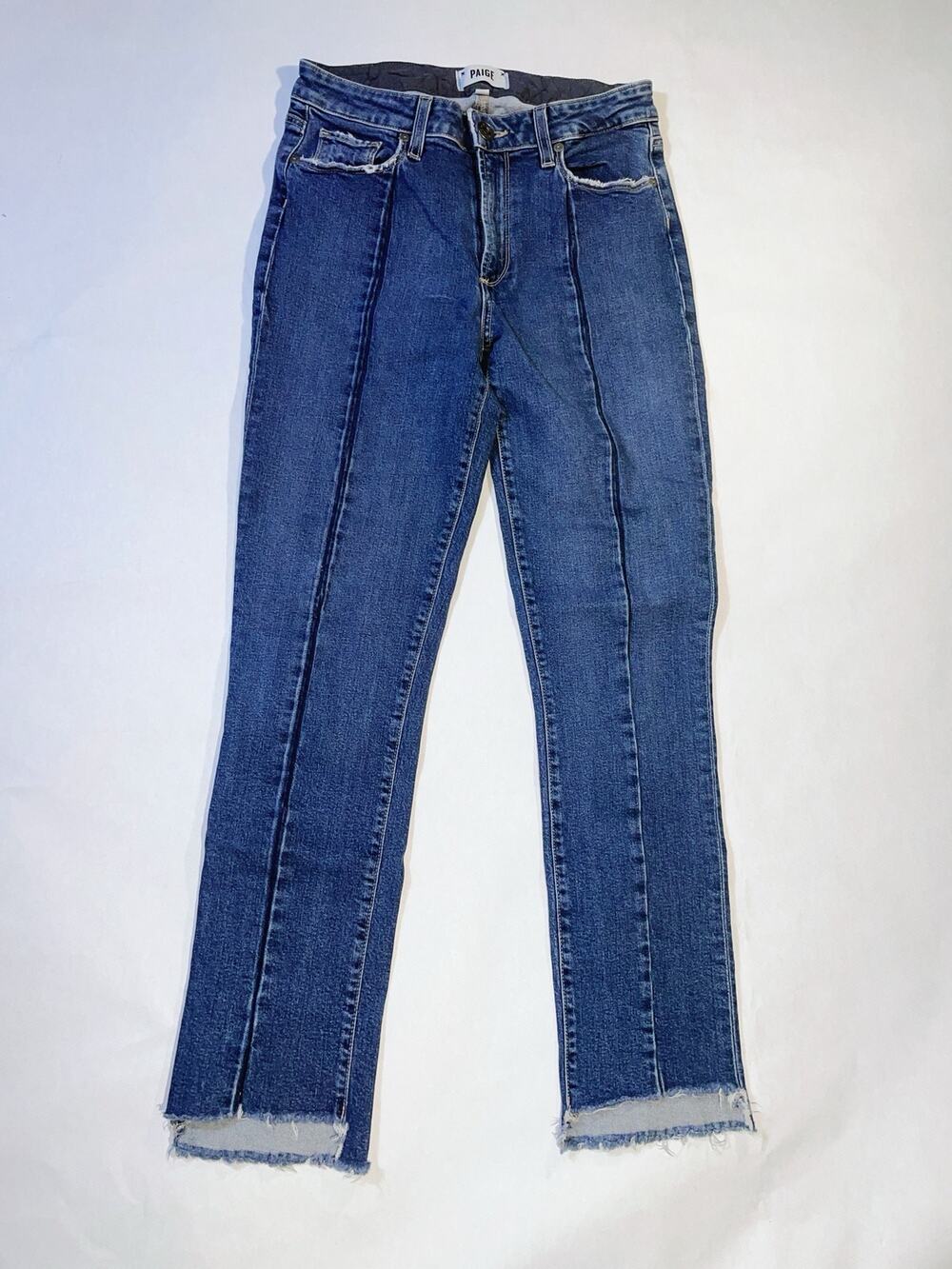 PAIGE Julia Distressed Denim w/Front Horizontal Seam - Womens Size 27 - Blue